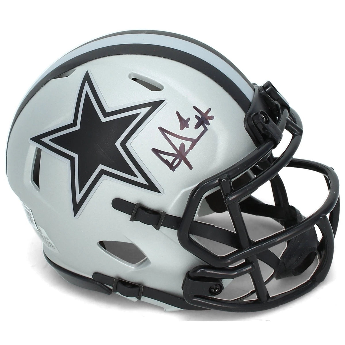 Dak Prescott Autographed Dallas Cowboys RAVE Speed Mini Helmet Beckett Witnessed