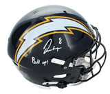 Omarion Hampton Autographed/Inscribed "BOLT UP!" Los Angeles Chargers Navy 2025 Alternate Speedflex Authentic Helmet Beckett Witnessed
