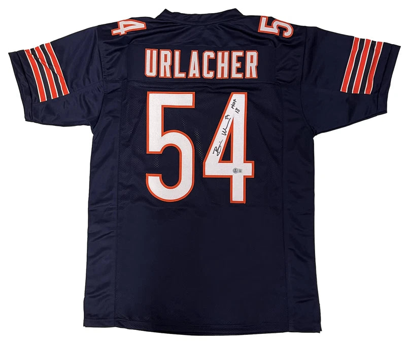 Brian Urlacher Autographed/Inscribed "HOF 18" #54 Navy Custom Jersey Beckett Witnessed