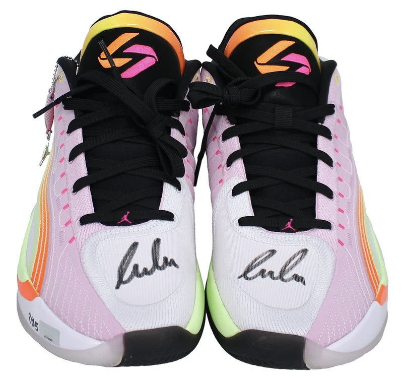Luka Doncic Autographed Arctic Pink Jordan Brand Luka 4 "Gone Fishing" Basketball Shoes Panini LE 25