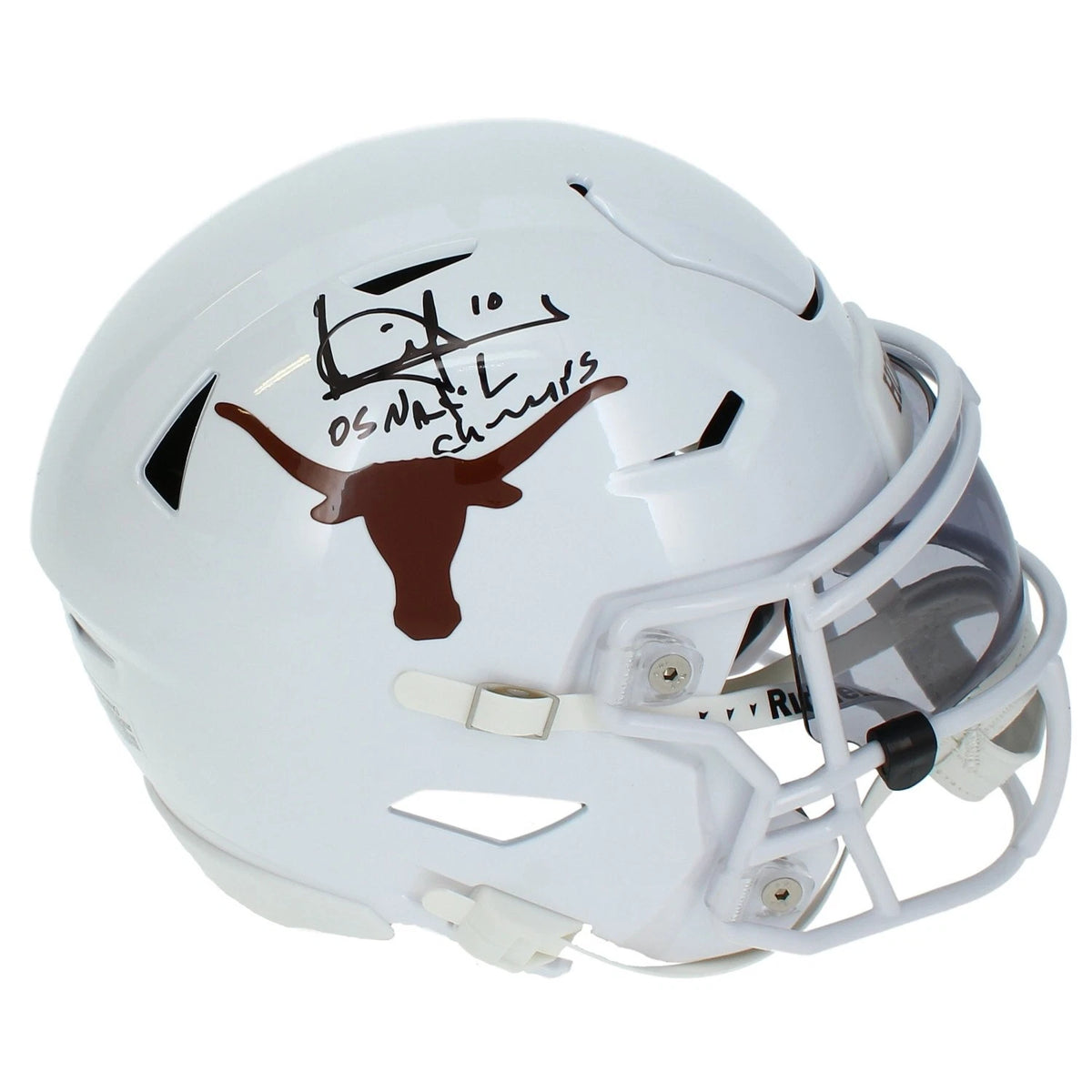 Vince Young Autographed/Inscribed "05 National Champs" Texas Longhorns Speedflex Midi Helmet Beckett Witnessed
