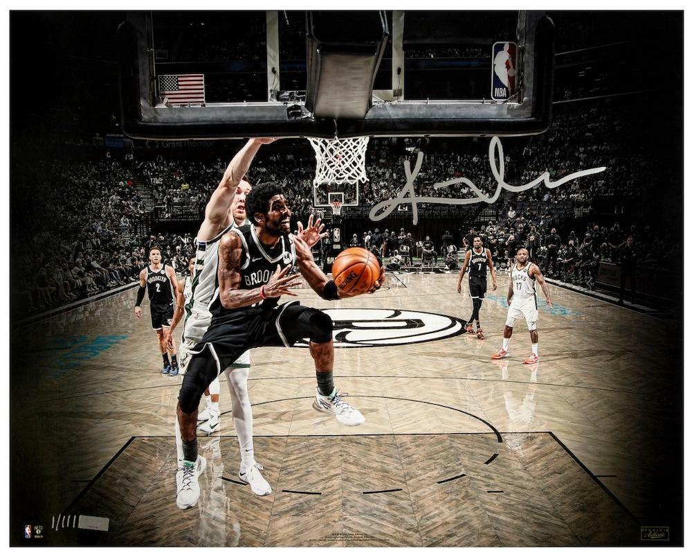 KYRIE IRVING Autographed Brooklyn Nets "Hang Time" 16" x 20" Photograph PANINI LE 1/111