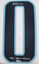 MATT BENIERS Autographed/Inscribed "NHL Debut 4/12/22" Seattle Kraken White Adidas Jersey FANATICS