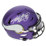 Adrian Peterson Autographed (in Silver) Minnesota Vikings Speedflex Midi Helmet Beckett Witnessed