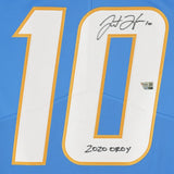 Justin Herbert Autographed/Inscribed "2020 OROY" Los Angeles Chargers Powder Blue Nike Limited Jersey Fanatics