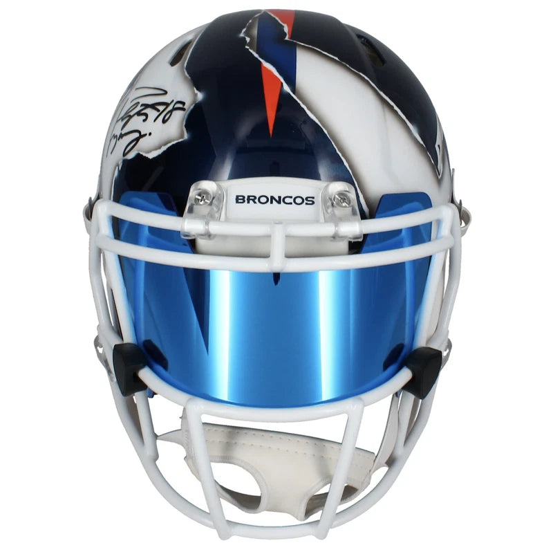 Peyton Manning Autographed Denver Broncos/Indianapolis Colts K22 Custom Painted Rip Speed Authentic Helmet JSA