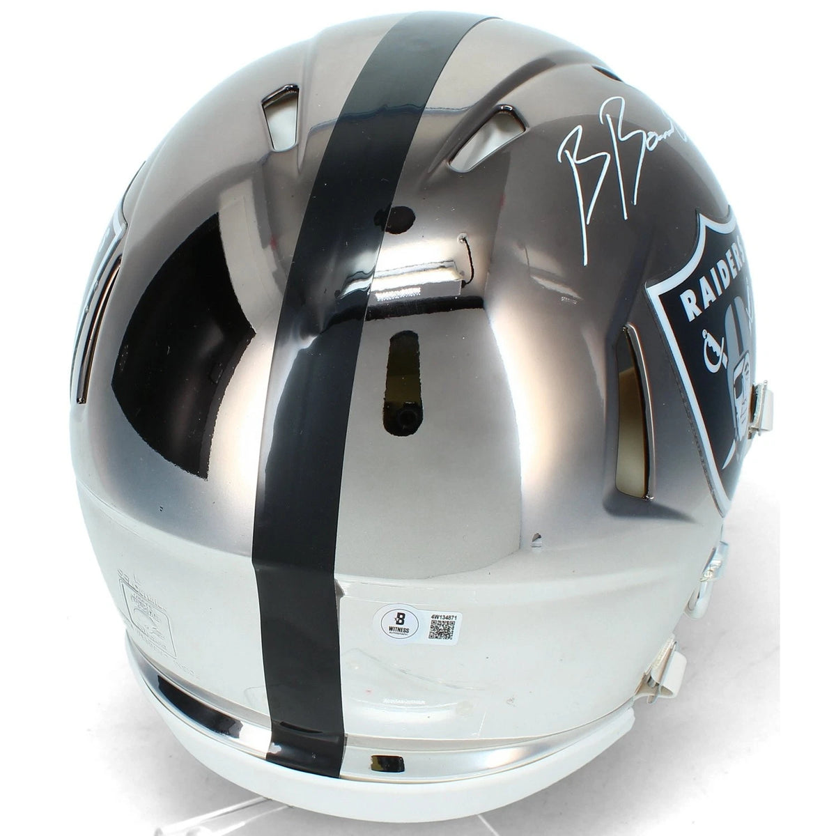 Brock Bowers Autographed Las Vegas Raiders Custom Spectra Chrome Speed Authentic Helmet Beckett Witnessed