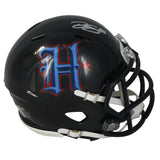 Dalton Schultz Autographed Houston Texans 2024 Navy Alternate H-Town Speed Mini Helmet Beckett Witnessed