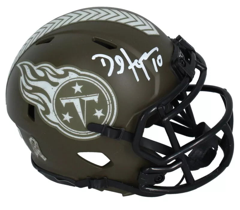 DeAndre Hopkins Autographed Tennessee Titans 2022 Salute to Service Mini Helmet Beckett Witnessed