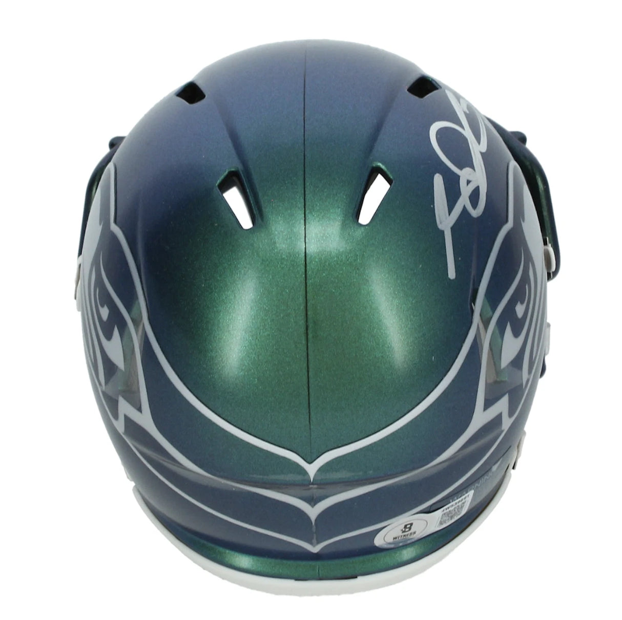 Sam Darnold Autographed Seattle Seahawks Green Chrome Rivalries Speed Mini Helmet Beckett Witnessed