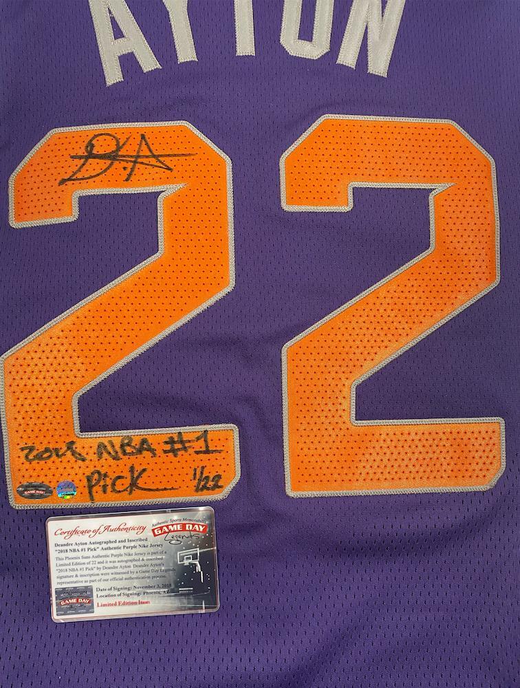 DEANDRE AYTON Autographed Suns "2018 NBA #1 Pick" Authentic Jersey GDL LE 1/22