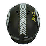 Kyren Williams Autographed (In Yellow) Los Angeles Rams 2022 Salute to Service Speed Authentic Helmet Beckett Witnessed