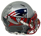 TOM BRADY Autographed New England Patriots/Tampa Bay Buccaneers "Mash Up" Custom Authentic Speed Helmet FANATICS LE 12/12