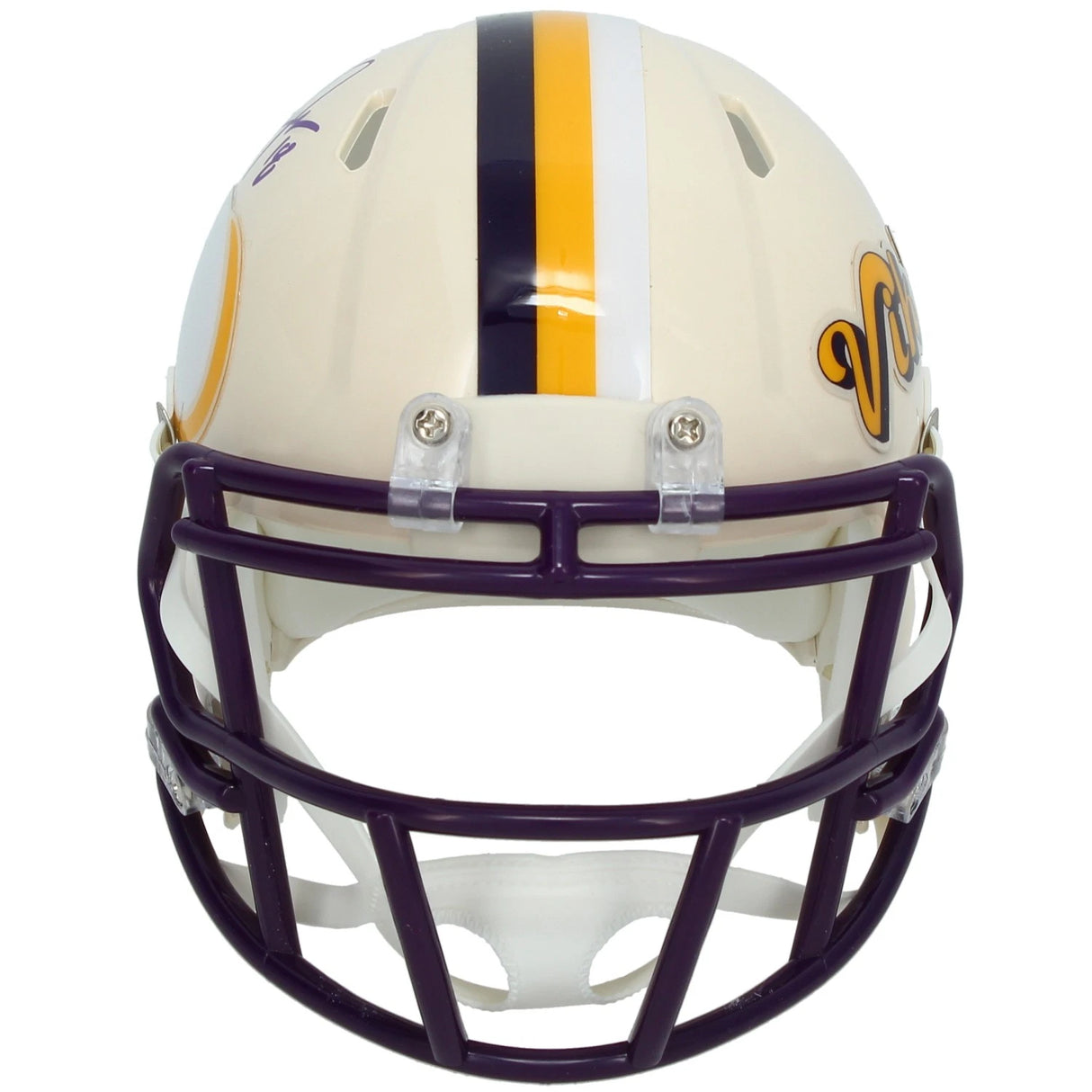 Justin Jefferson Autographed Minnesota Vikings RETRO Speed Mini Helmet Beckett Witnessed
