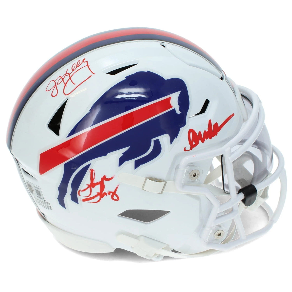 Jim Kelly/Andre Reed/Thurman Thomas Triple Autographed Buffalo Bills Speedflex Midi Helmet Beckett Witnessed
