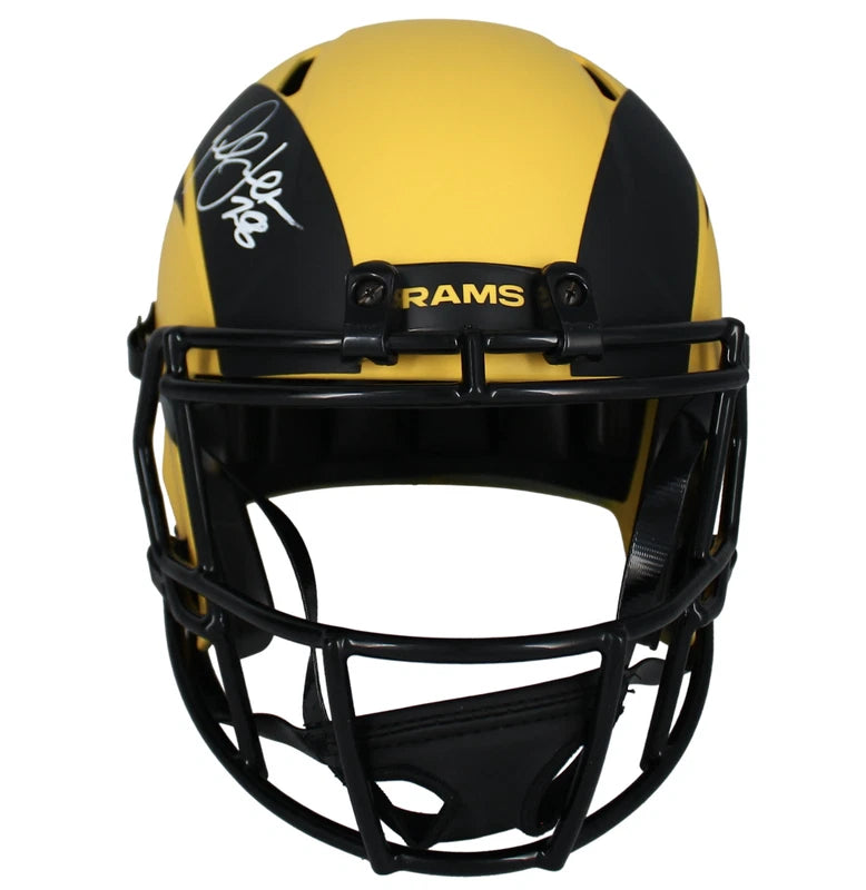 Marshall Faulk Autographed Rams RAVE Speed Full Size Helmet Beckett Witnessed