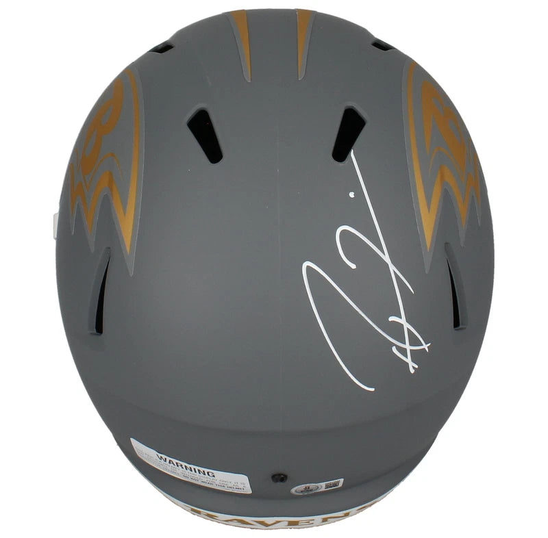 Ray Lewis Autographed Baltimore Ravens Slate Speed Full Size Helmet Beckett Witnessed