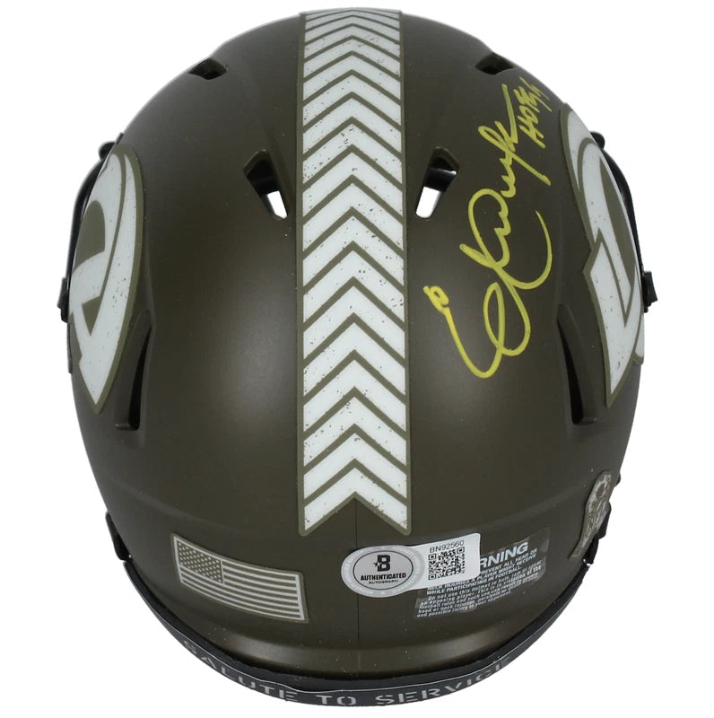Eric Dickerson Autographed/Inscribed "HOF 99" 2022 Salute to Service Speed Mini Helmet Beckett Witnessed