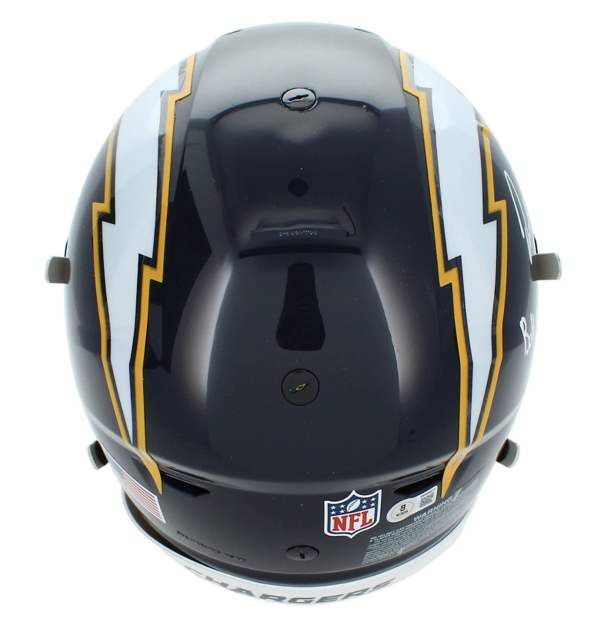 Omarion Hampton Autographed/Inscribed "BOLT UP!" Los Angeles Chargers Navy 2025 Alternate Speedflex Authentic Helmet Beckett Witnessed