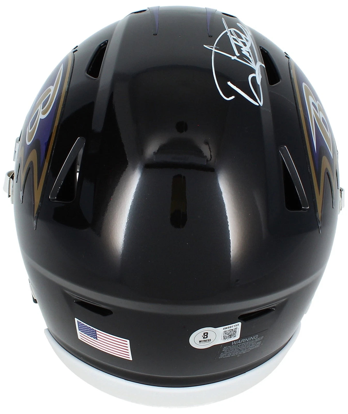 Derrick Henry Autographed Baltimore Ravens Speedflex Midi Helmet Beckett Witnessed