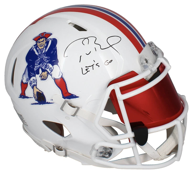 Tom Brady Autographed/Inscribed "LET'S GO" New England Patriots Throwback Speed Authentic Helmet Fanatics LE 12