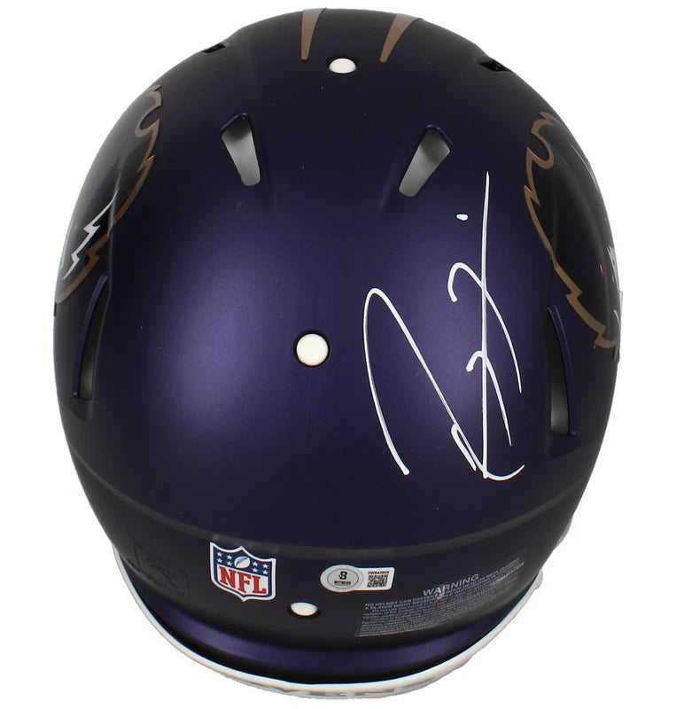 Ray Lewis Autographed Baltimore Ravens Purple 2024 Alternate Speed Authentic Helmet Beckett Witnessed