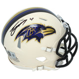 Zay Flowers Autographed Baltimore Ravens RETRO Speed Mini Helmet Beckett Witnessed