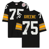 Joe Greene Autographed/Inscribed "HOF 87" Pittsburgh Steelers Mitchell & Ness Black Authentic Jersey with Fanatics