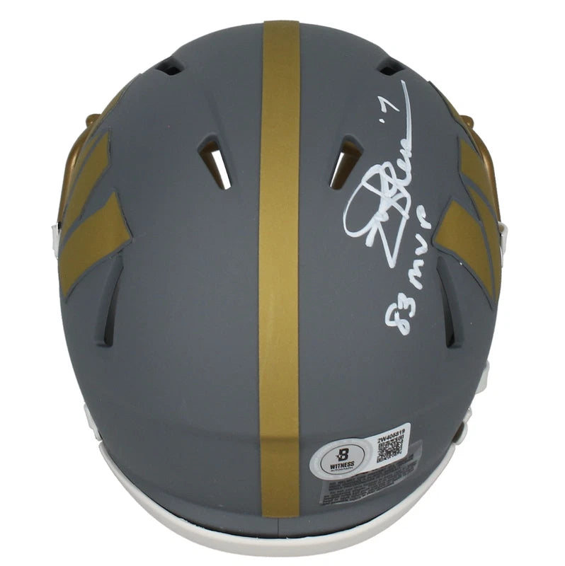 Joe Thiesmann Autographed/Inscribed "83 MVP" Washington Commanders Slate Speed Mini Helmet Beckett Witnessed