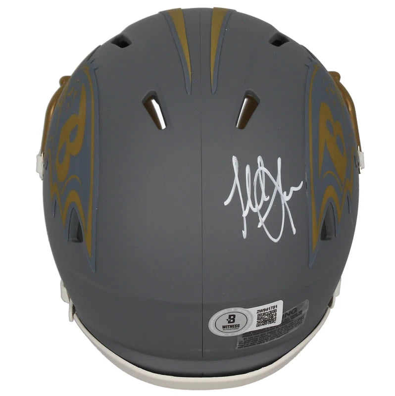 Terrell Suggs Autographed Baltimore Ravens Slate Speed Mini Helmet Beckett Witnessed