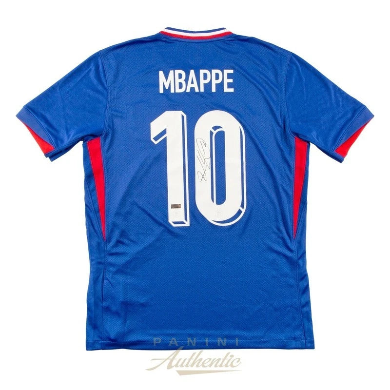 Kylian Mbappe Autographed 2024 France National Team Royal Blue Home Replica Jersey Panini
