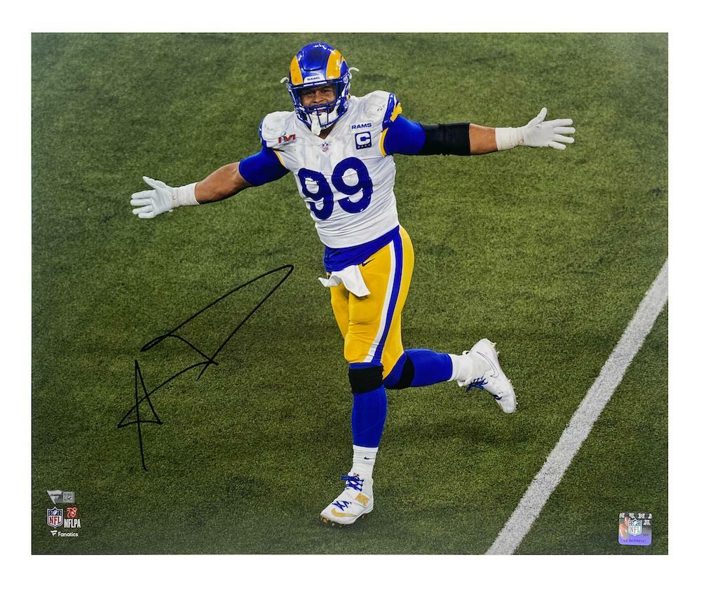 AARON DONALD Autographed Los Angeles Rams SB LVI 16" x 20" Photograph FANATICS