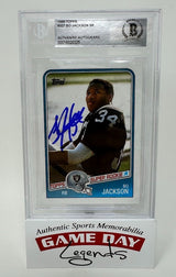 Bo Jackson Autographed Los Angeles Raiders 1988 Topps #327 Topps Super Rookie RC Beckett Encapsulated