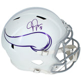 Justin Jefferson Autographed Minnesota Vikings White 2024 Alternate Speed Full Size Helmet Beckett Witnessed