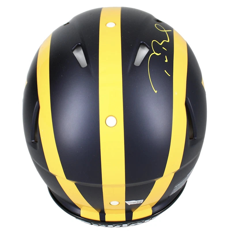 Tom Brady Autographed Michigan Wolverines Speed Authentic w/Visor Fanatics