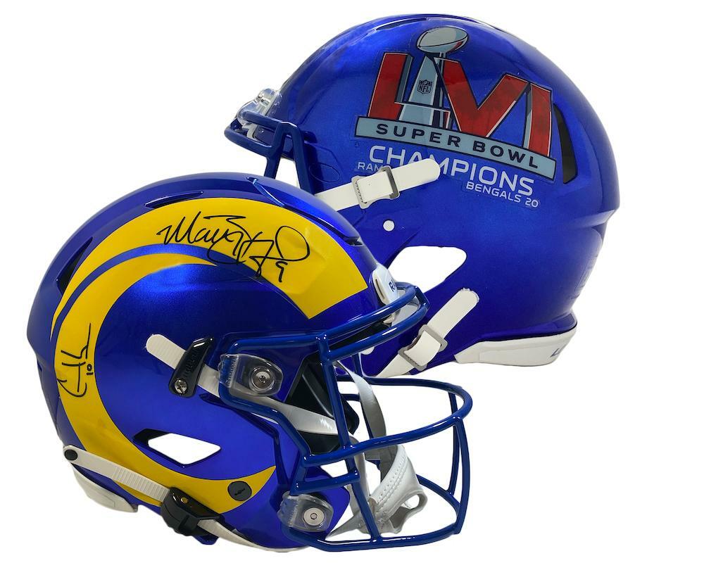 Matthew Stafford / Cooper Kupp Dual Los Angeles Rams SB LVI Champs Logo Speedflex Authentic Helmet FANATICS