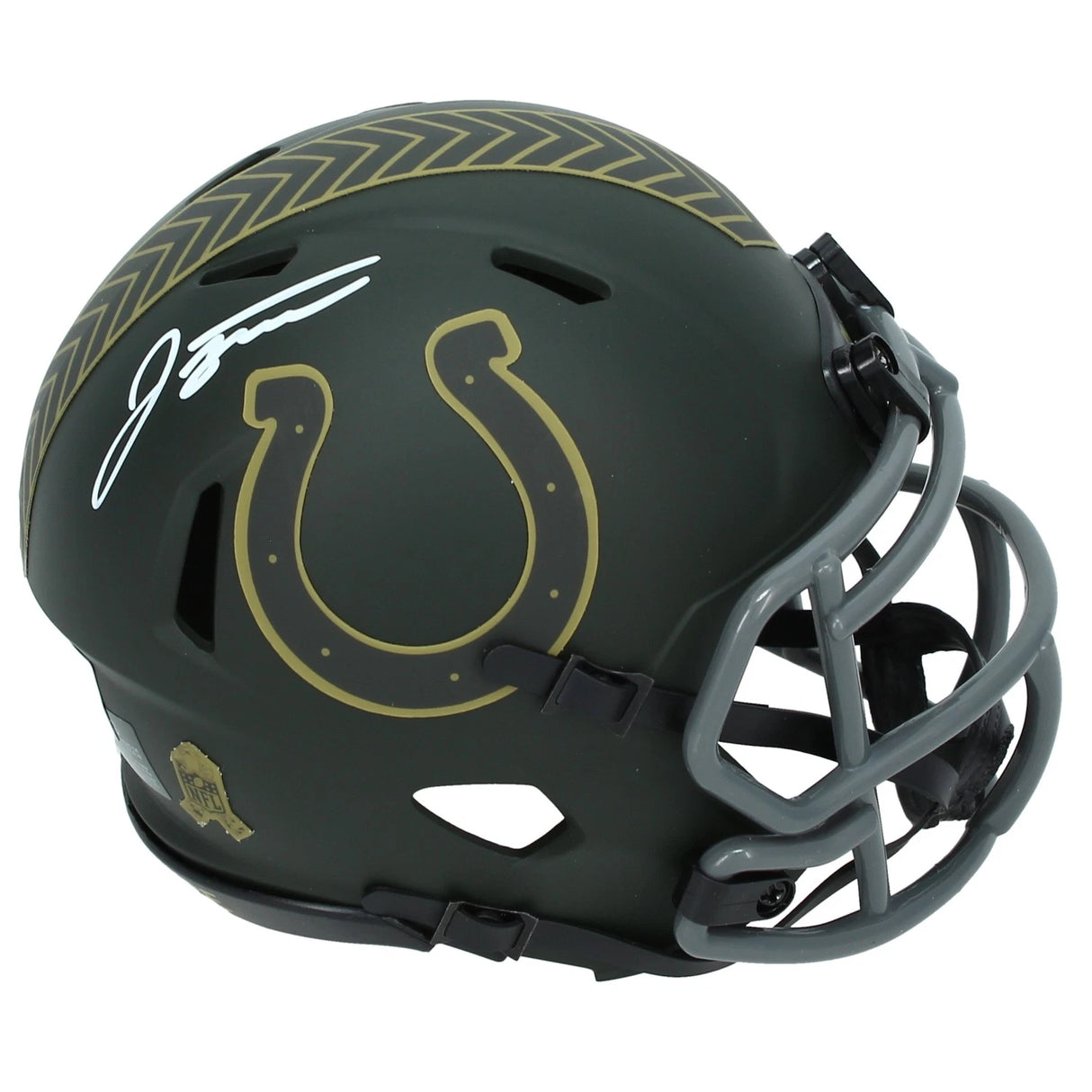 Jonathan Taylor Autographed Indianapolis Colts 2025 Salute to Service Speed Mini Helmet Beckett Witnessed
