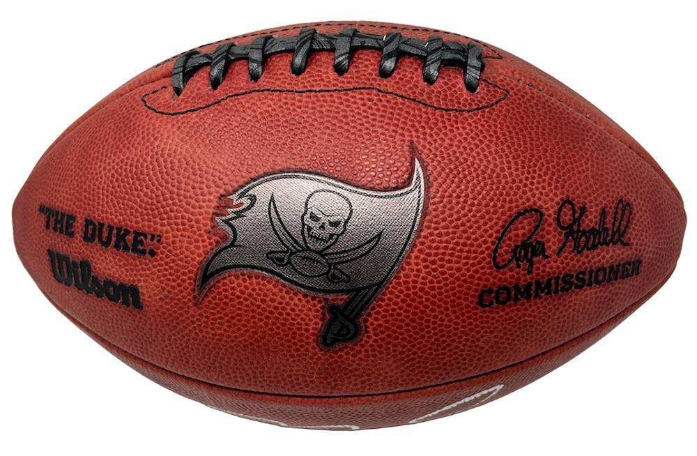TOM BRADY Autographed/Inscribed "Let's Go" Tampa Bay Buccaneers Metallic Logo Football LE 12 FANATICS