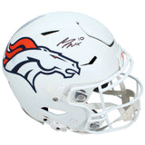 Bo Nix Autographed Denver Broncos White 2024 Alternate Speedflex Authentic Helmet Beckett Witnessed