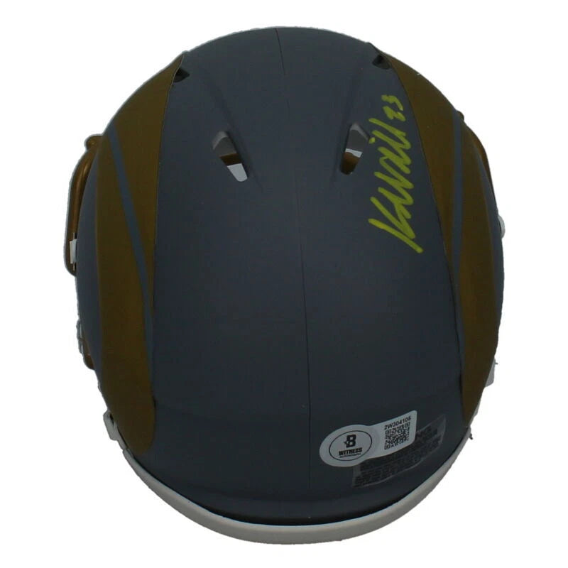 Kyren Williams Autographed (in Yellow) Los Angeles Rams Slate Speed Mini Helmet Beckett Witnessed