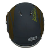 Kyren Williams Autographed (in Yellow) Los Angeles Rams Slate Speed Mini Helmet Beckett Witnessed