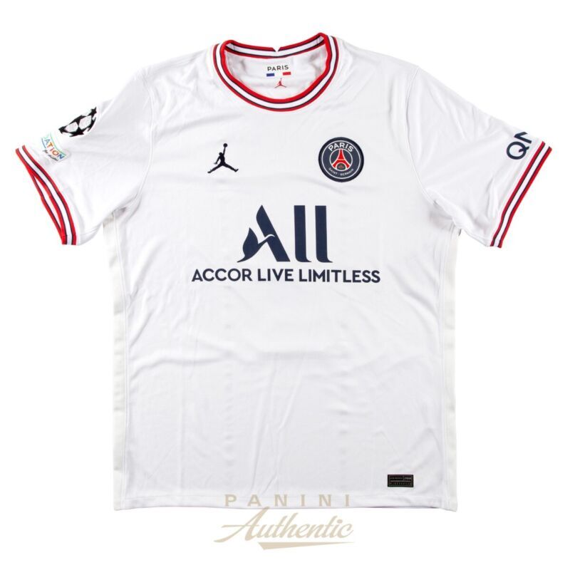 Kylian Mbappe Autographed 2021-22 Paris Saint-Germain Jordan Brand White Alternate Replica Jersey Panini