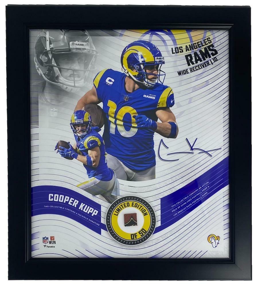 COOPER KUPP Framed Los Angeles Rams 15" x 17" Game Used Football Collage LE 50
