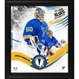 Jordan Binnington Blues Framed 15" x 17" Game Used Puck Display LE 50
