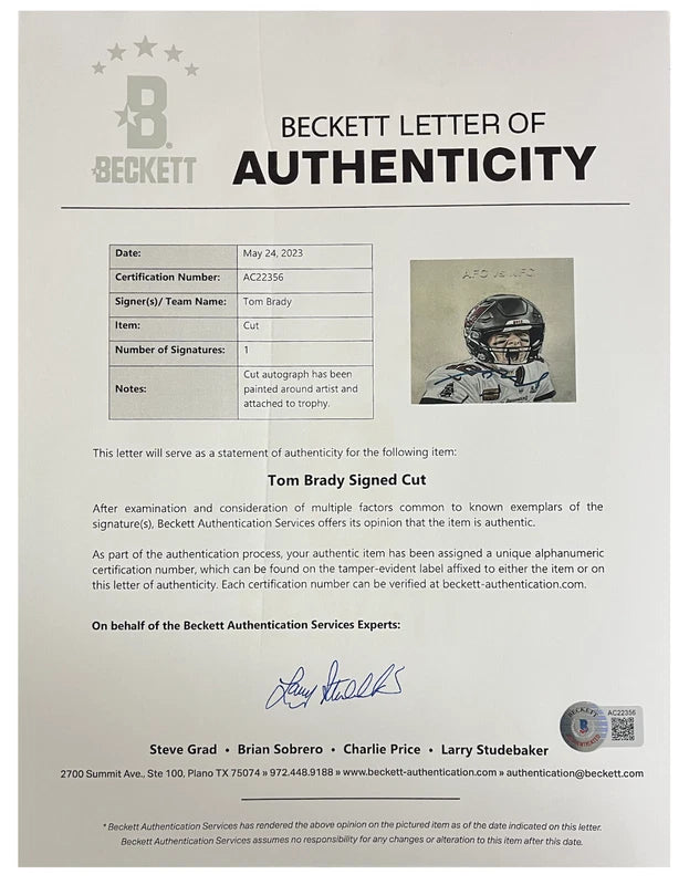 Tom Brady Autographed Tampa Bay Buccaneers Hand-Painted Cut Mini Lombardi Trophy LE 1/12