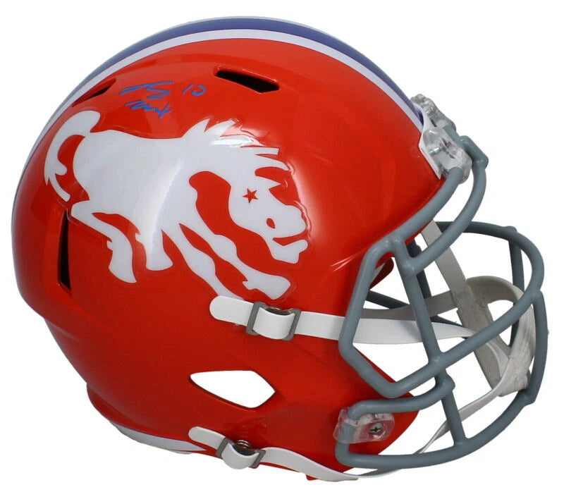 Bo Nix Autographed Denver Broncos 1966 Throwback Speed Full Size Helmet Beckett Witnessed