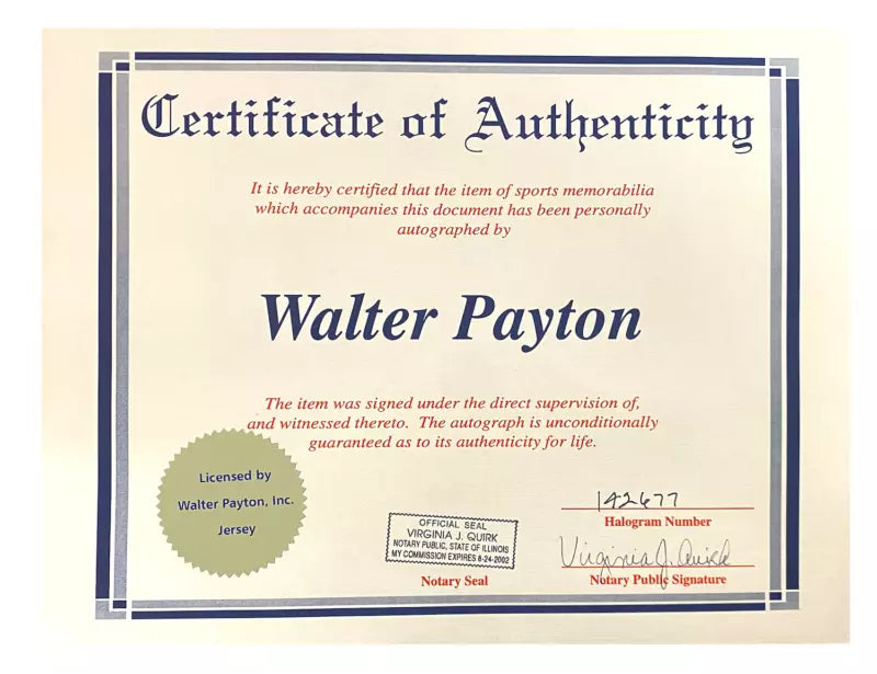 Walter Payton Autographed/Multi-Inscribed Custom Framed Chicago Bears Career Highlights Embroidered Stat Jersey Walter Payton Hologram