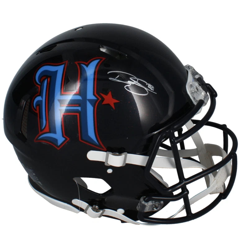 Dalton Schultz Autographed Houston Texans 2024 Navy Alternate H-Town Speed Authentic Helmet Beckett Witnessed