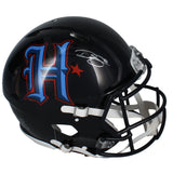 Dalton Schultz Autographed Houston Texans 2024 Navy Alternate H-Town Speed Authentic Helmet Beckett Witnessed