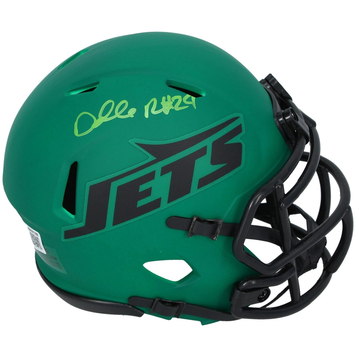 Darrelle Revis Autographed New Yor Jets RAVE Speed Mini Helmet Beckett Witnessed